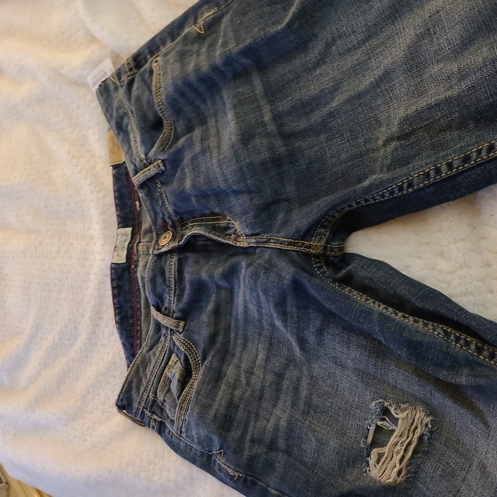 Aeropostale  S 13 / 14 Dark Blue Distressed 💙 Denim Bayla Skinny 👖 - Picture 5 of 13